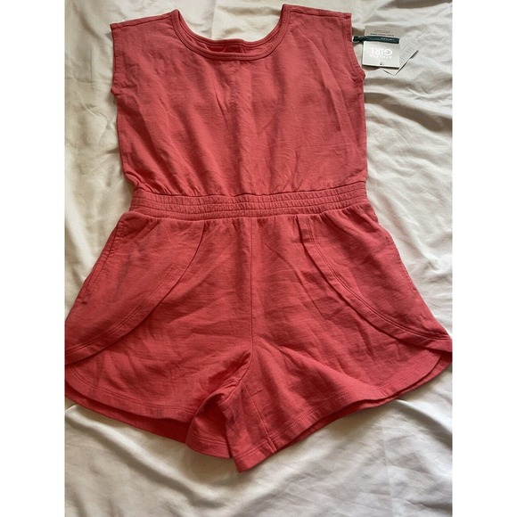 Athleta Girl NEW Retreat Yourself Romper Size XXL 16 Coral Orange Sleeveless NWT - Picture 2 of 8